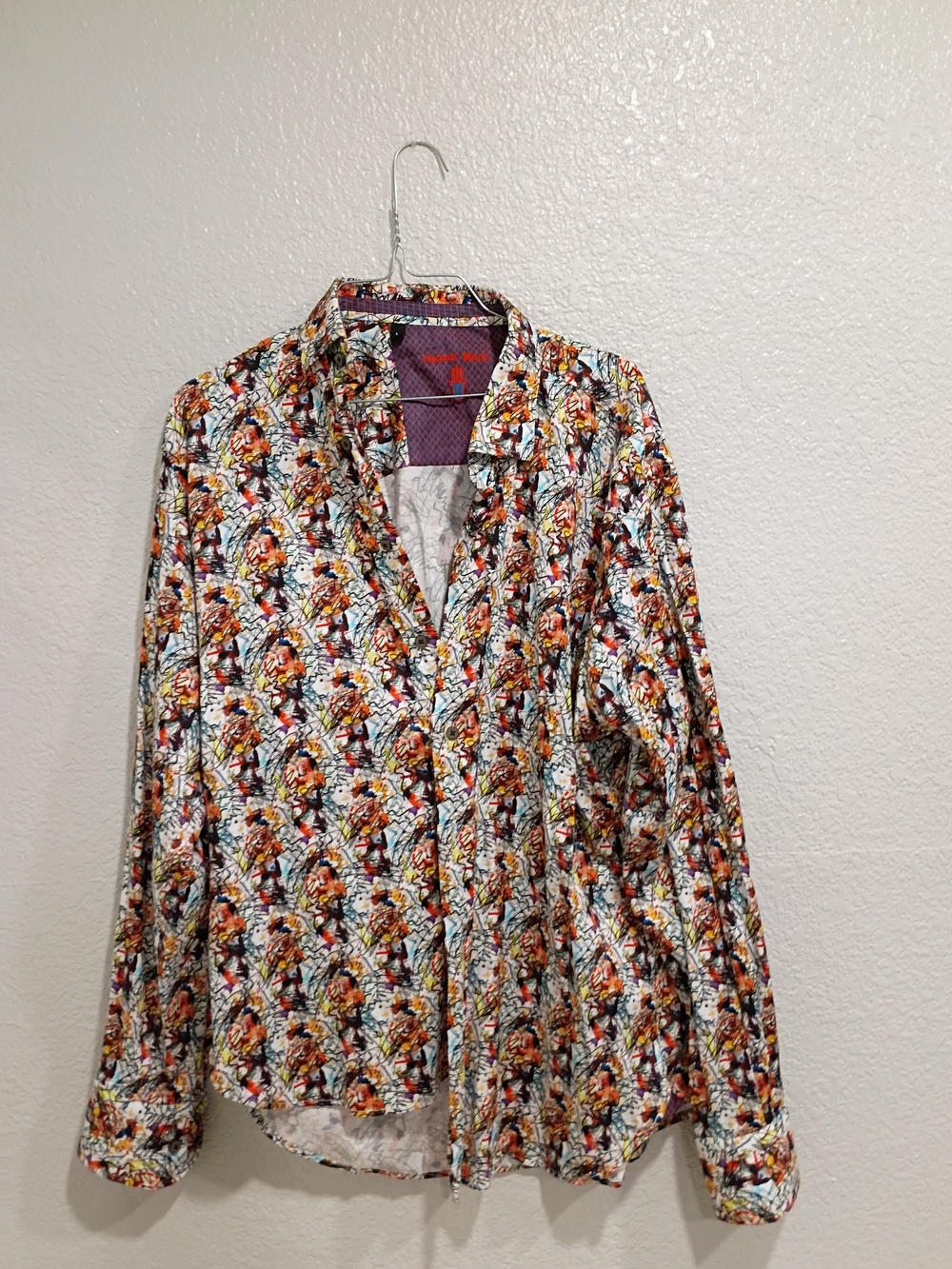 Visconti Black Embroidered Logo Button-Up - Multicolor Floral Trim